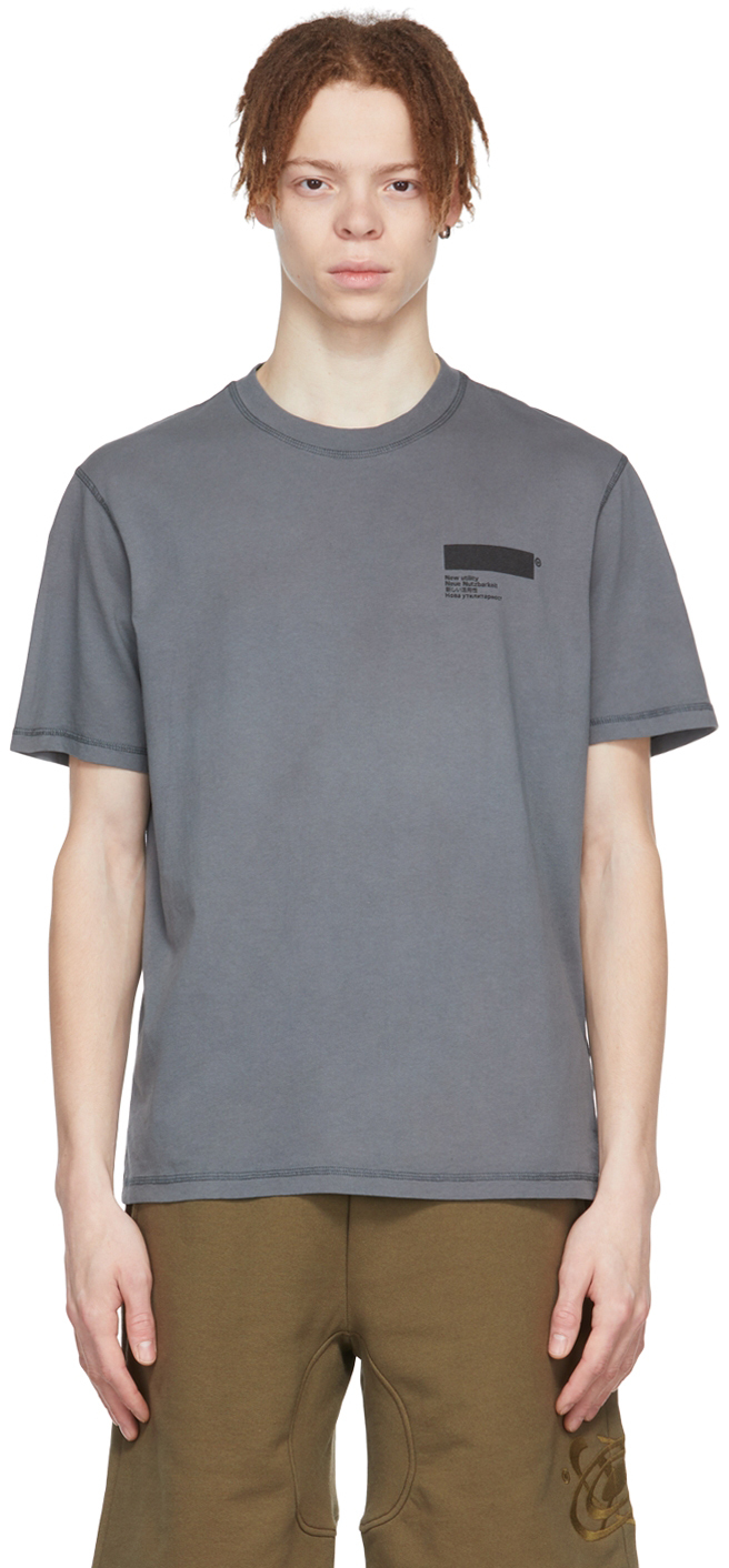 Affxwrks Gray Cotton T-shirt In Soft Slate