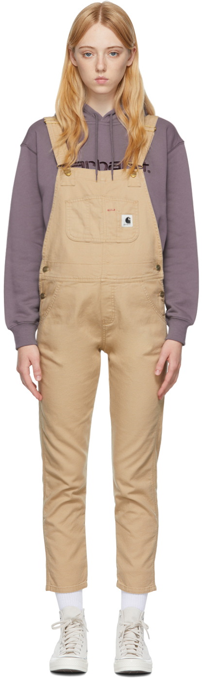 Carhartt Brown Cotton Overalls In Dusty H Brown Rinsed