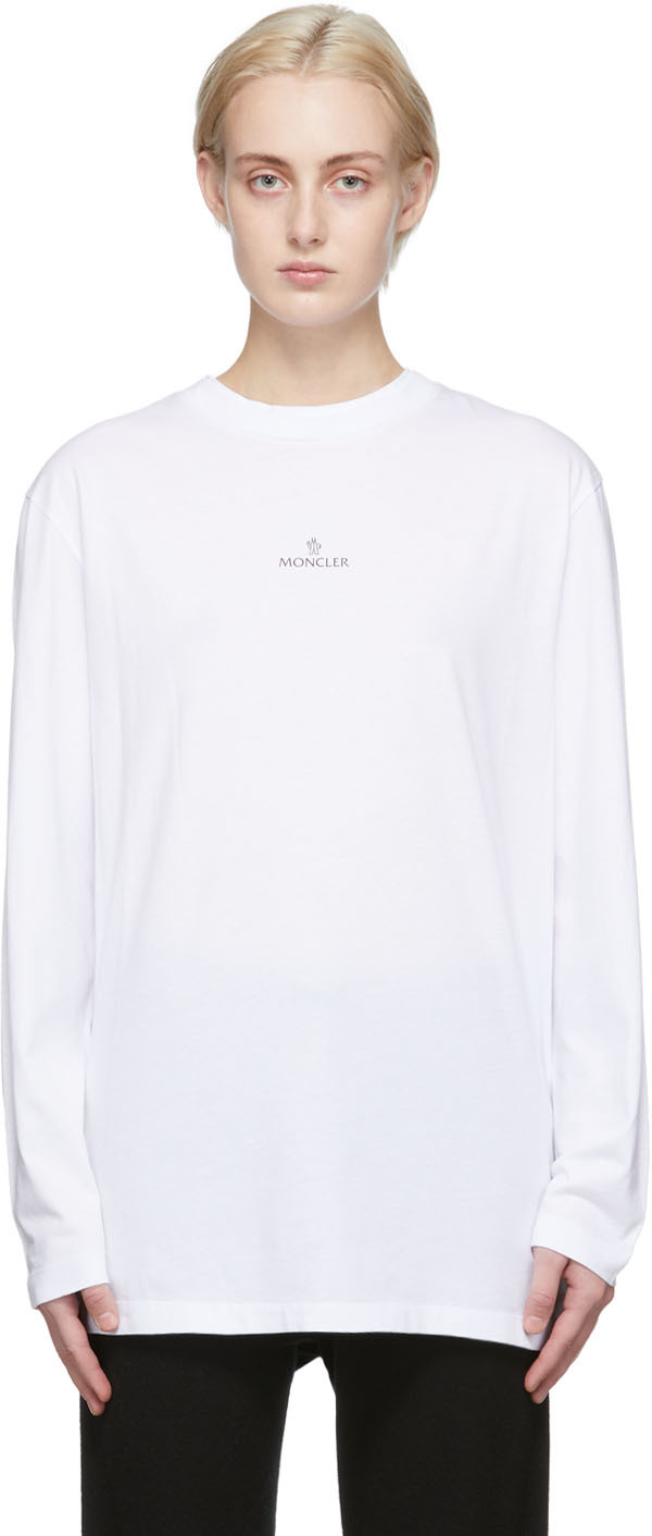 Moncler White Logo Long Sleeve T-Shirt
