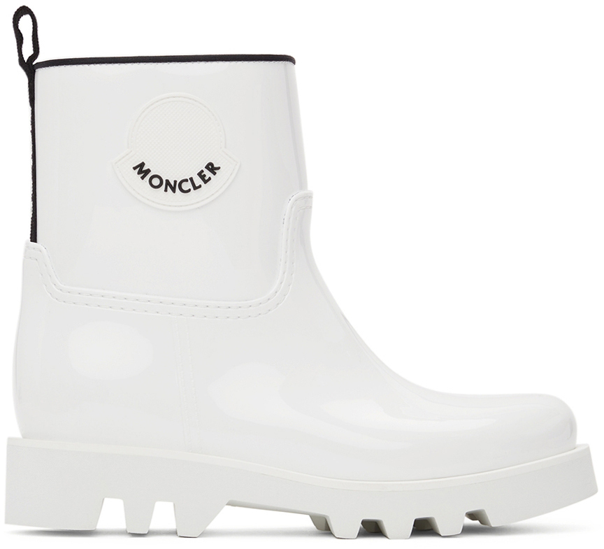 Moncler White Shiny Rubber Ginette Rain Boots