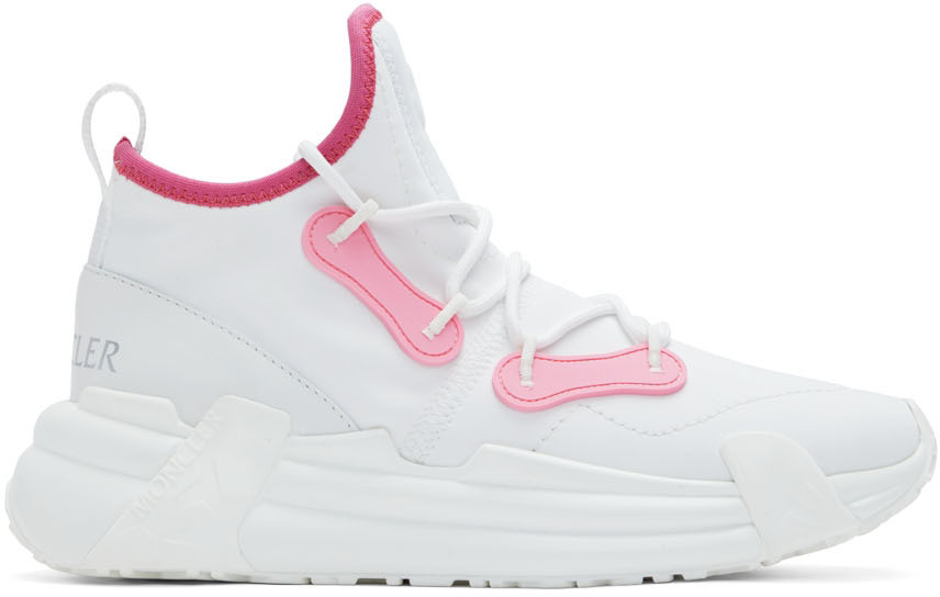 Shop Moncler White & Pink Lunarove Sneakers In 002 White/pink