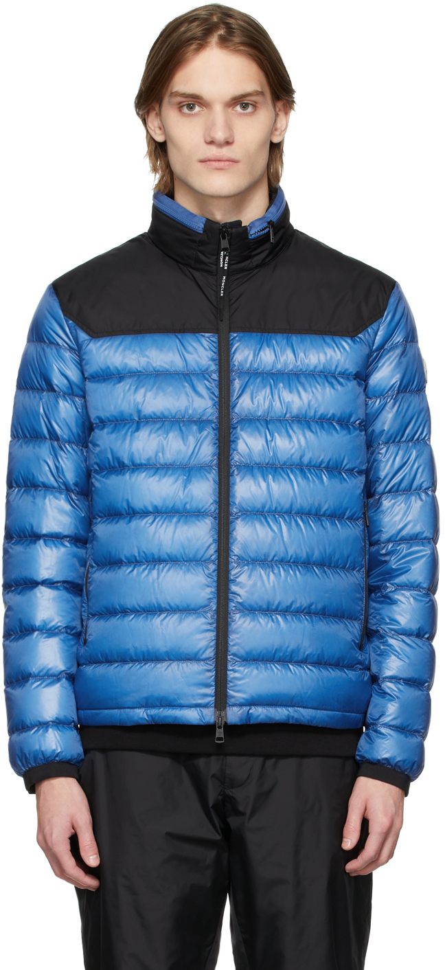 blue and black moncler coat