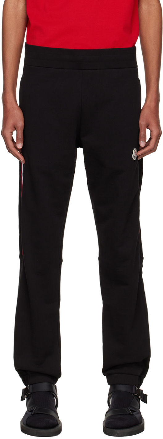 Moncler Black Cotton Lounge Trousers In 999 Black
