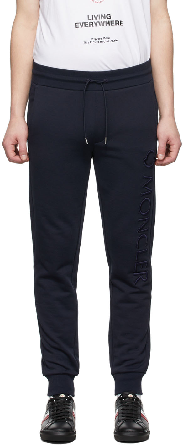 Moncler Navy Logo Embroidered Lounge Pants