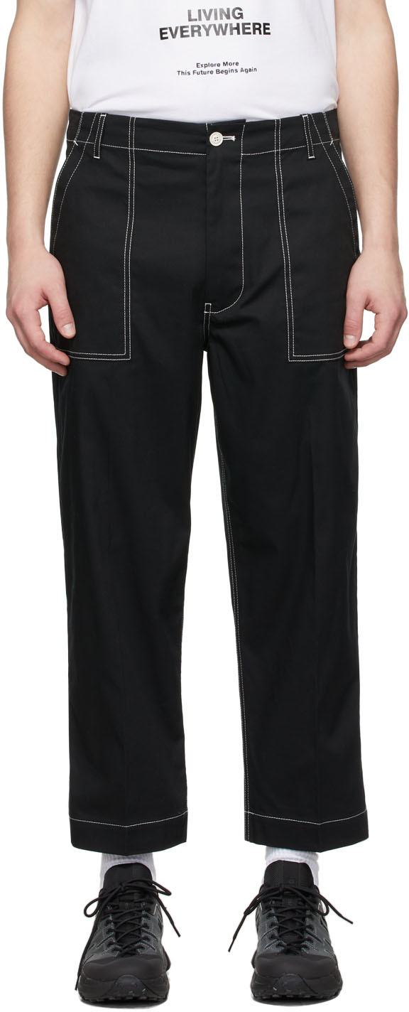 Black Contrast Stitch Cropped Trousers