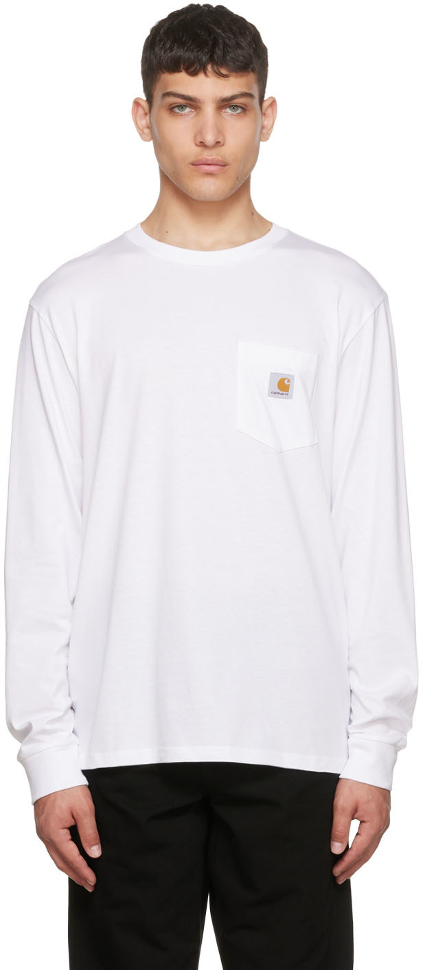 Carhartt Work In Progress White Pocket Long Sleeve T-Shirt