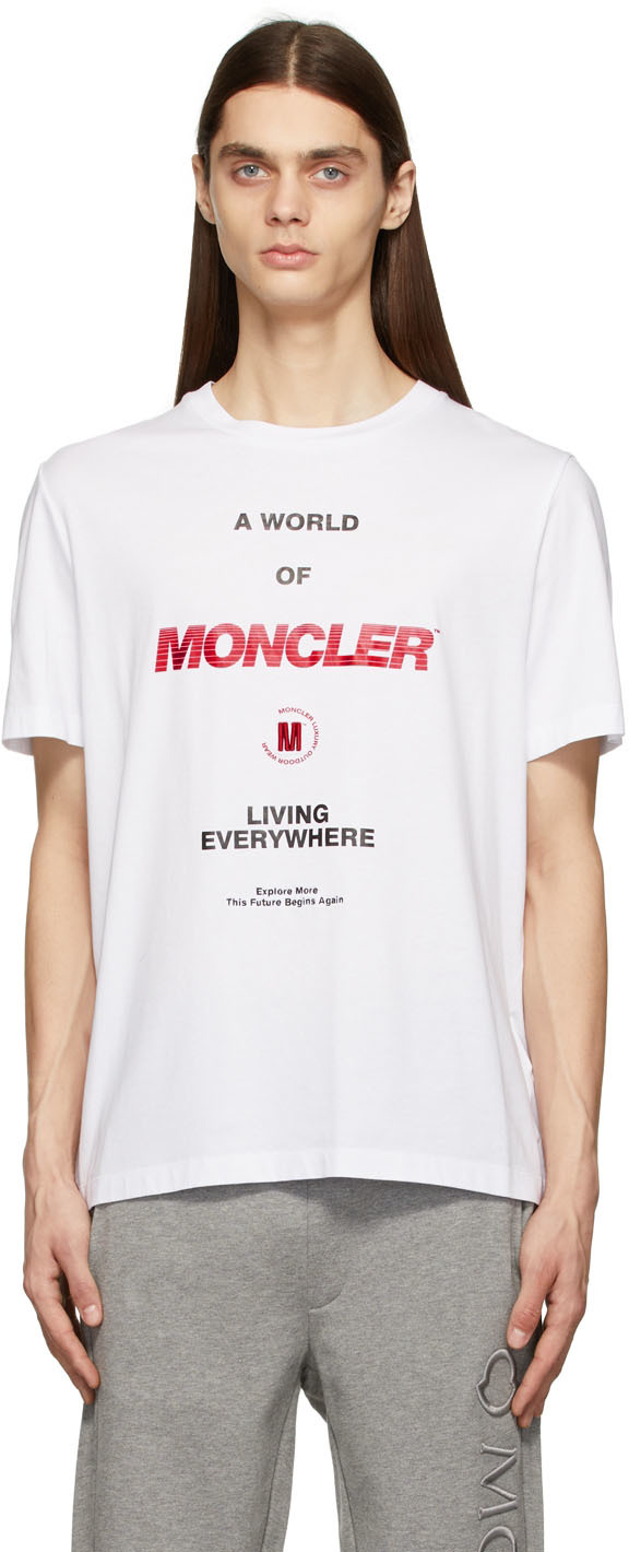 Moncler White 'Living Everywhere' T-Shirt