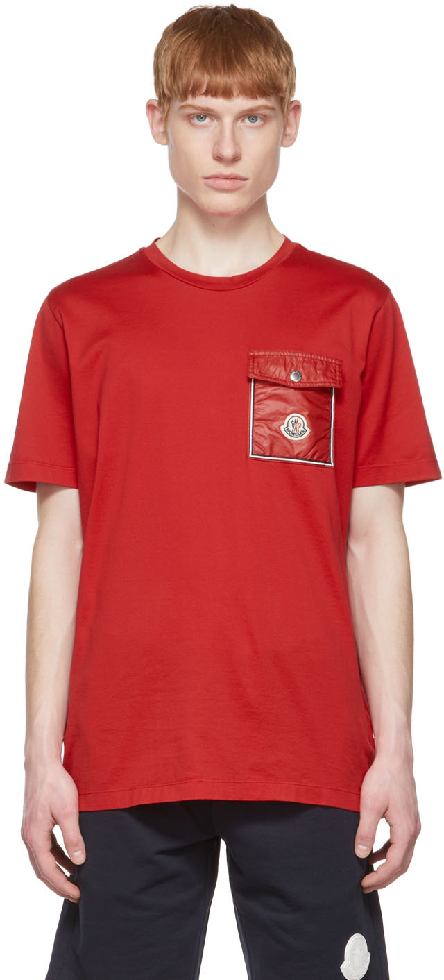 Moncler logo-patch chest-pocket T-Shirt - Red