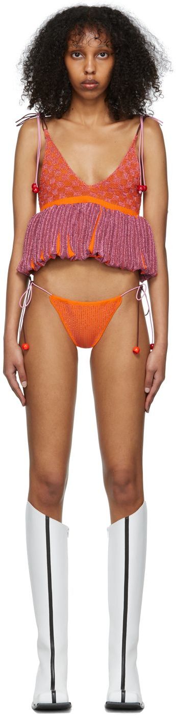 SSENSE Women Clothing Underwear Socks SSENSE Exclusive Orange & Pink Lingerie Set 