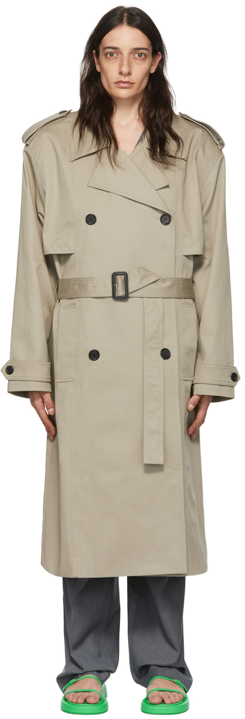 SSENSE Clothing Coats Trench Coats Beige Gabardine Trench Coat 