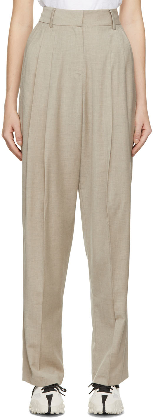 The Frankie Shop: Taupe Geslo Trousers | SSENSE Canada