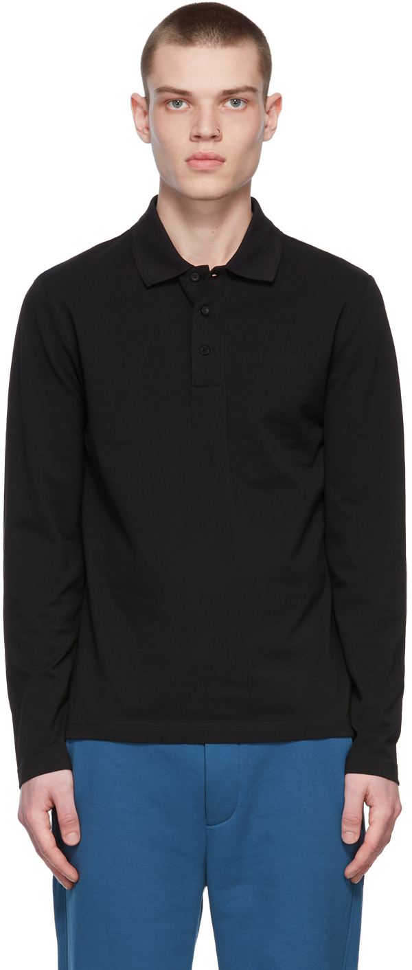 Black Darios Long Sleeve Polo by Tiger of Sweden on Sale