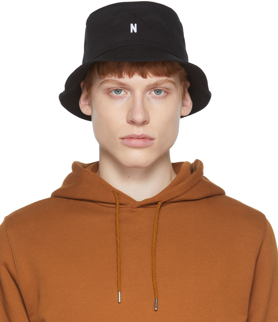 NORSE PROJECTS BLACK TWILL BUCKET HAT