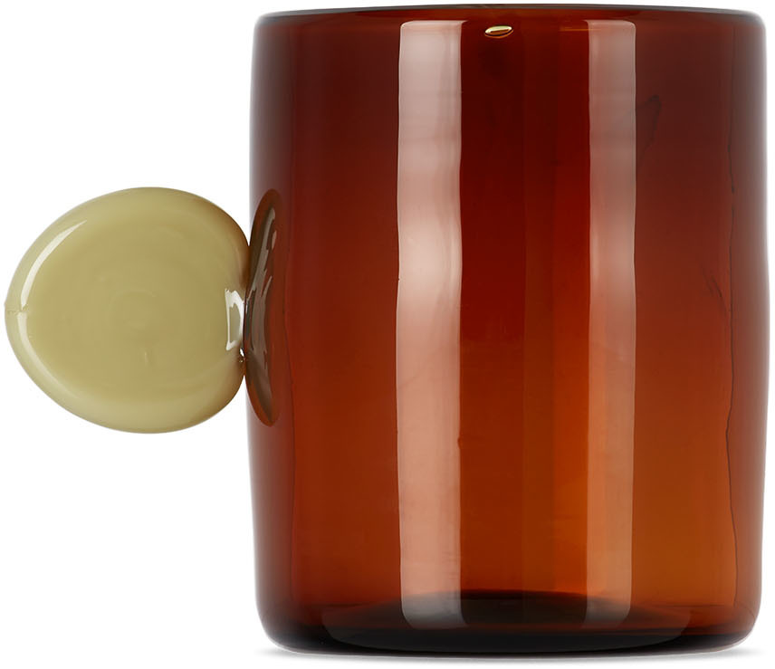 Sticky Glass Orange Dot Cup In Amber And Cream