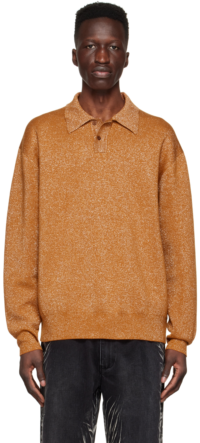 Xander Zhou Orange Polyester Polo In Orange