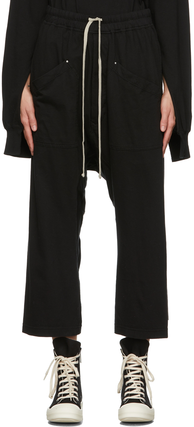 Black Cropped Cargo Lounge Pants