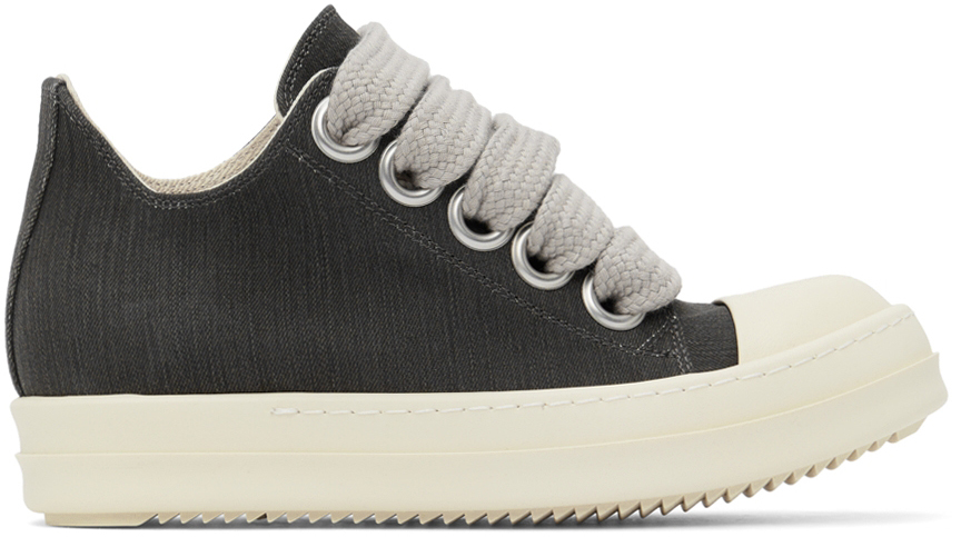 rick owens black jumbo lace low sneakers