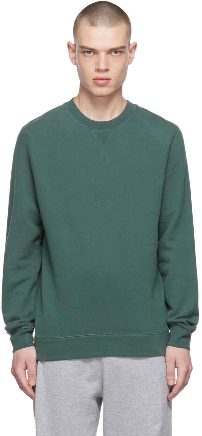 Sunspel Green Loopback Sweatshirt In Deep Green | ModeSens