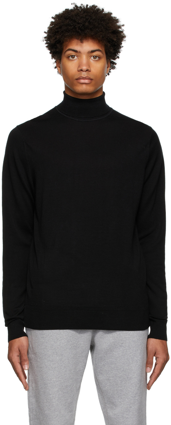 Sunspel Black Roll Neck Sweater
