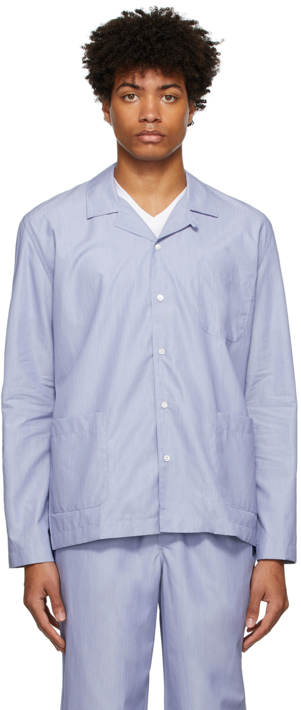 Sunspel: Blue Cotton Pyjama Shirt | SSENSE