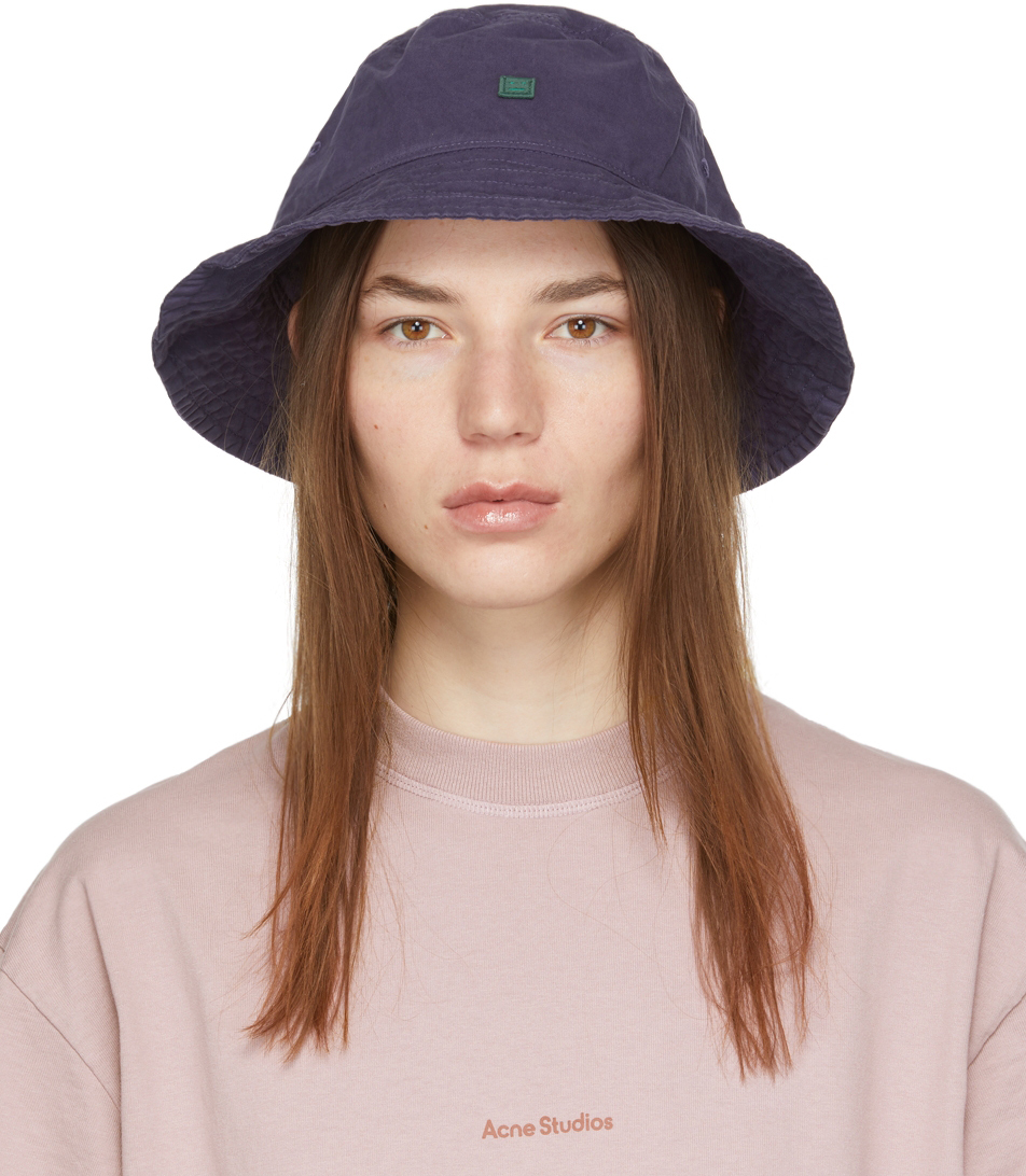 Acne Studios Cotton Floral Print Bucket Hat in Purple Womens Accessories Hats Blue 