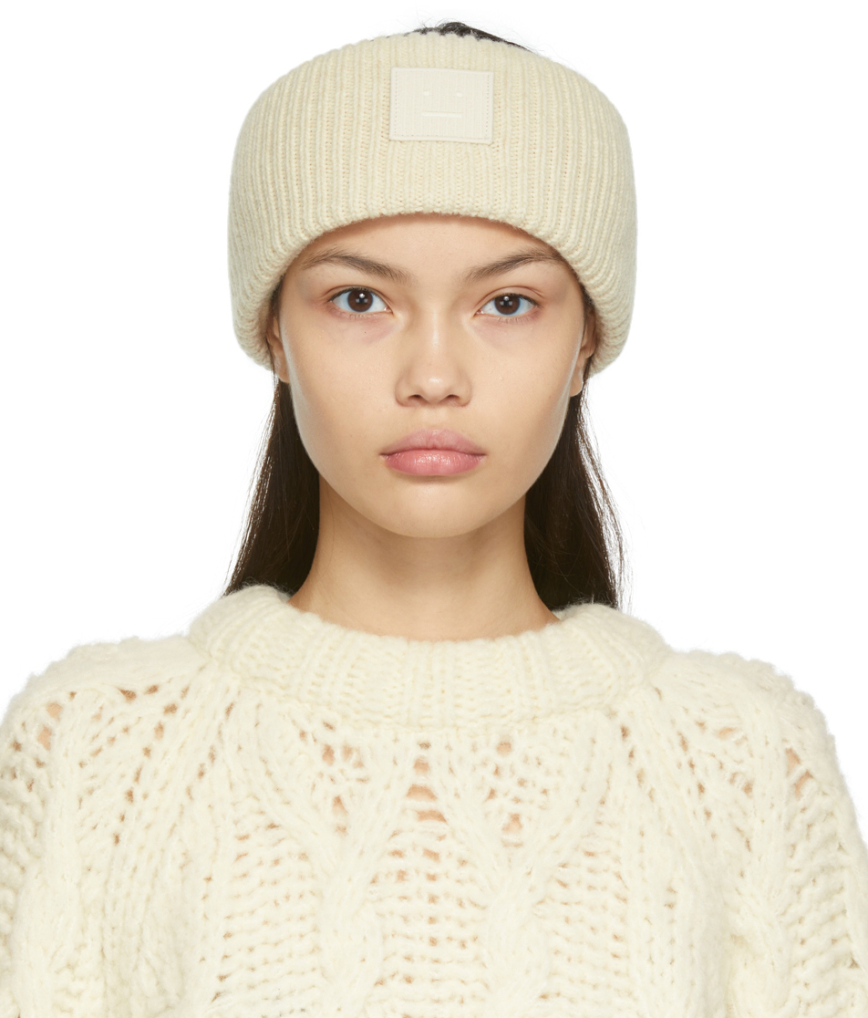 White Rib Knit Headband by Acne Studios 