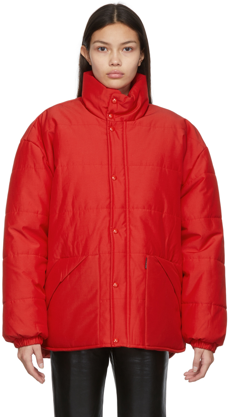 Acne Studios: Red Padded Jacket | SSENSE UK