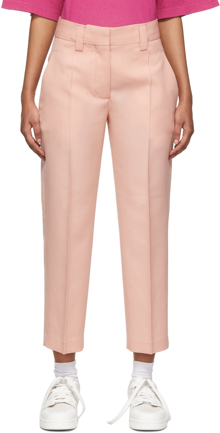 Acne Studios Pink Cropped Suiting Tailored Trousers