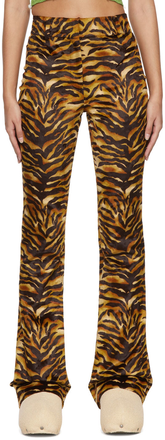Acne Studios Black Brown Tiger Print Trousers