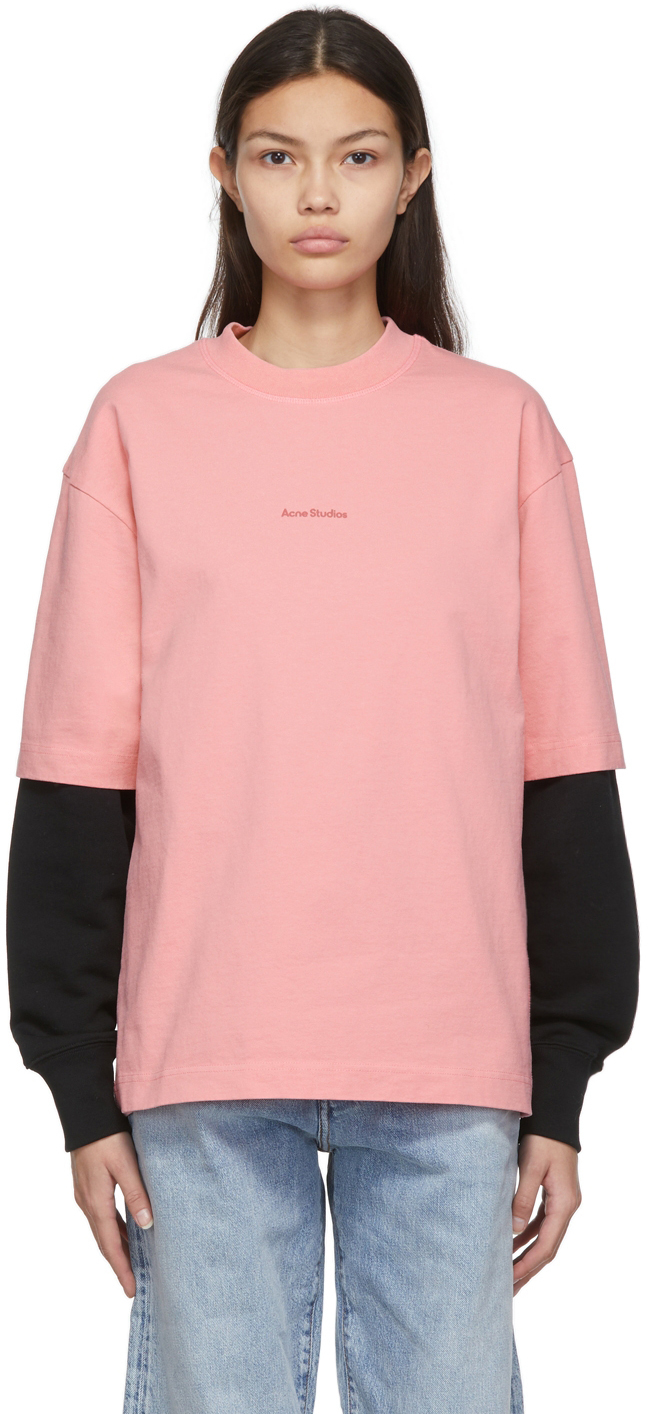 Femme Vêtements Tops T-shirts T-shirt à patch logo Coton Acne Studios en coloris Rose 