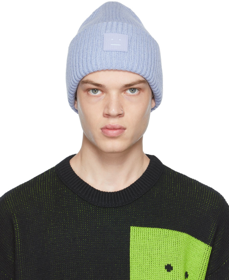 Acne Studios: Bonnet bleu en tricot 