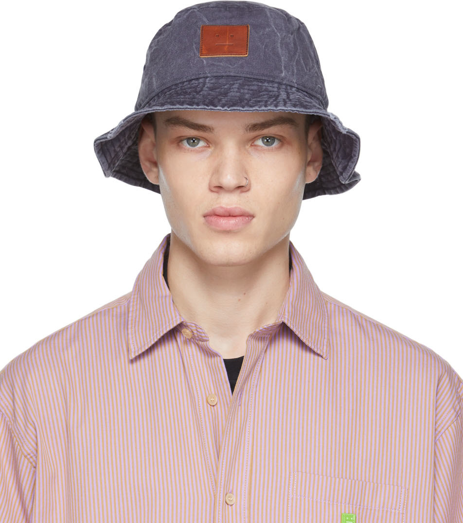 Acne Studios: Grey Logo Bucket Hat | SSENSE UK