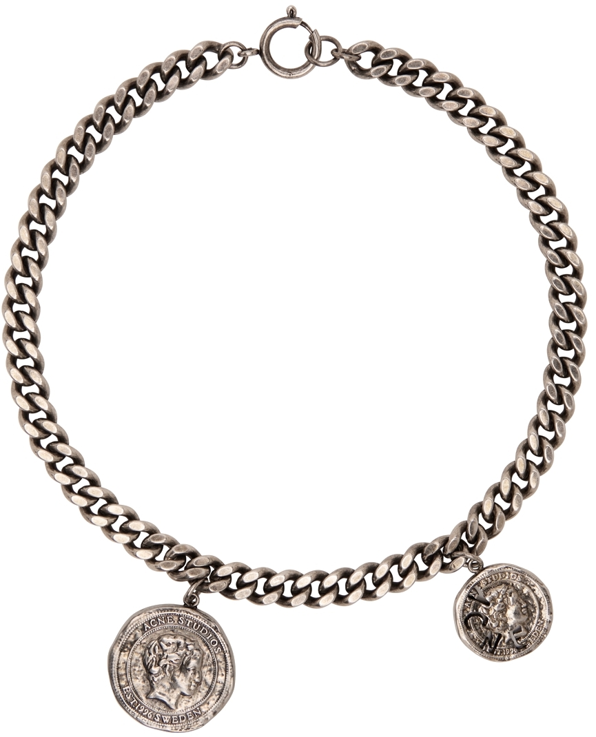 Acne Studios Silver Coin Charm Necklace