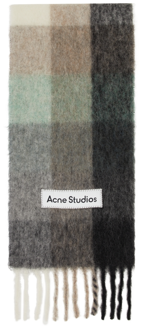 Acne Studios Green & Grey Alpaca Check Scarf