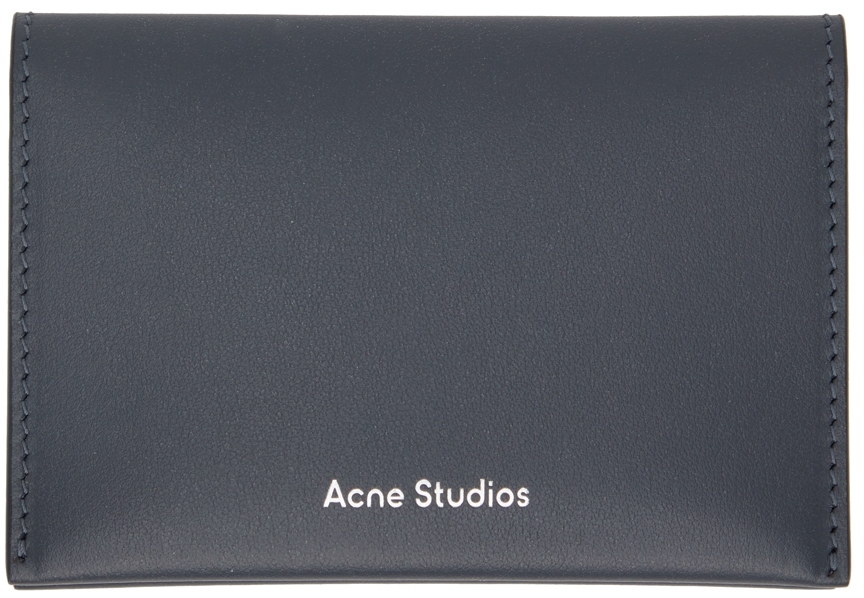 Acne Studios Navy Leather Bifold Card Holder