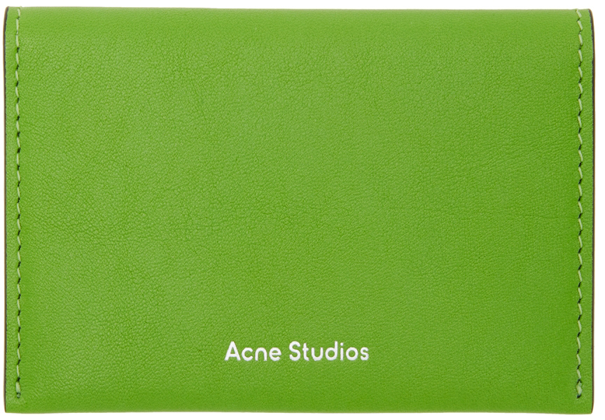 Acne Studios Green Leather Bifold Card Holder