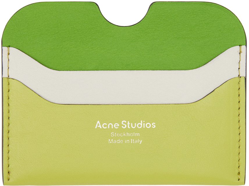 Acne Studios Green & White Leather Card Holder