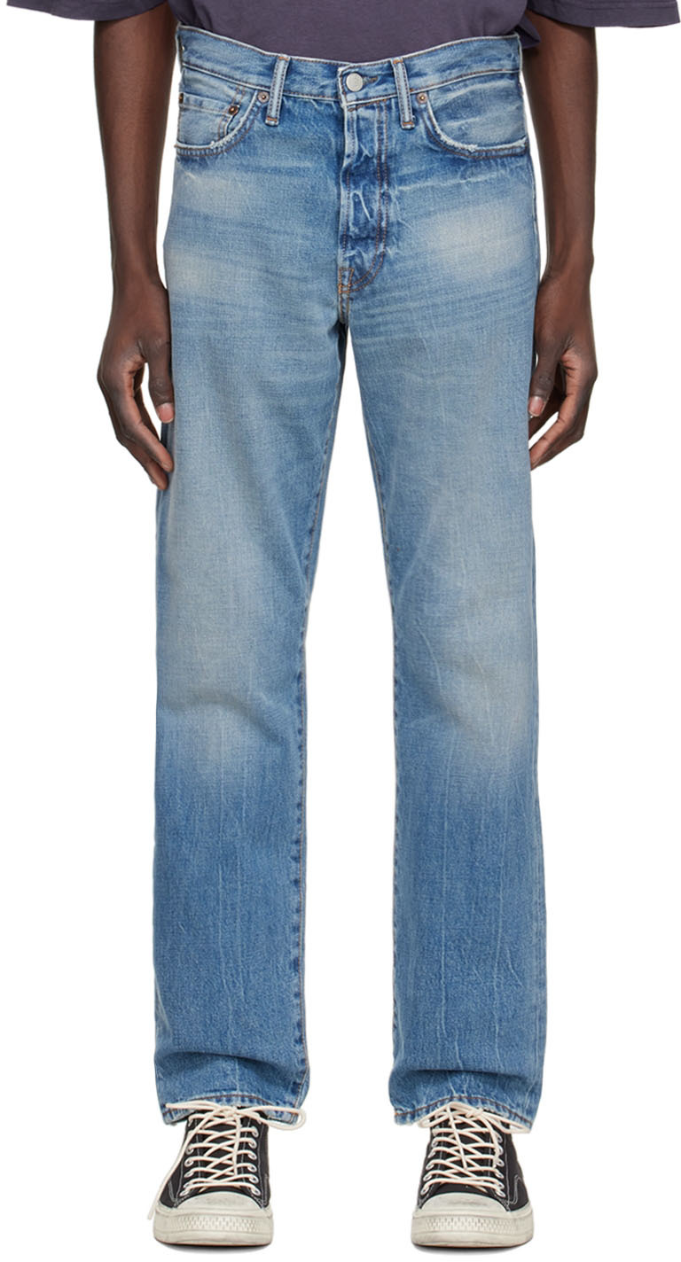 Acne Studios Blue 1996 Watermark Jeans In Mid Blue | ModeSens