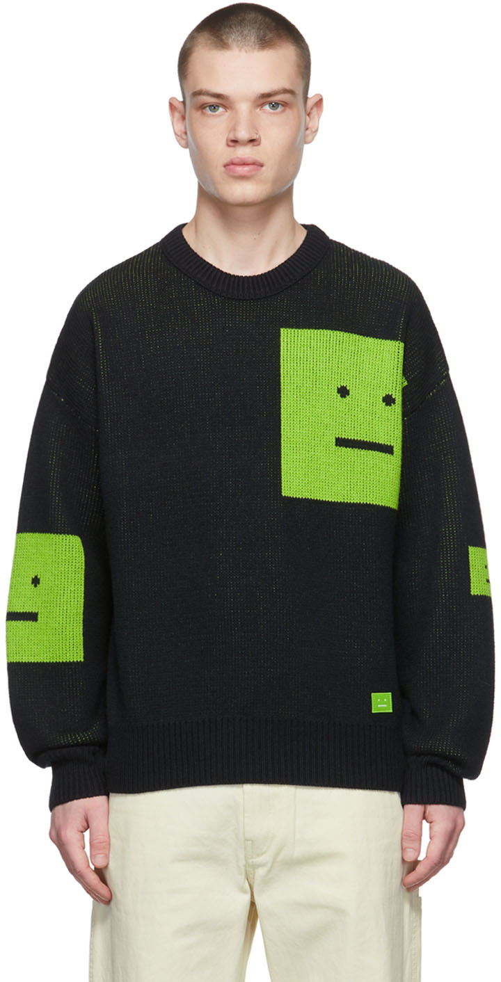 Black Wool Face Sweater by Acne Studios 