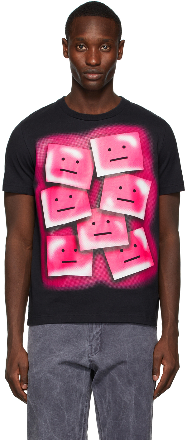 Acne Studios Black & Pink Ellison Tone Face T-Shirt