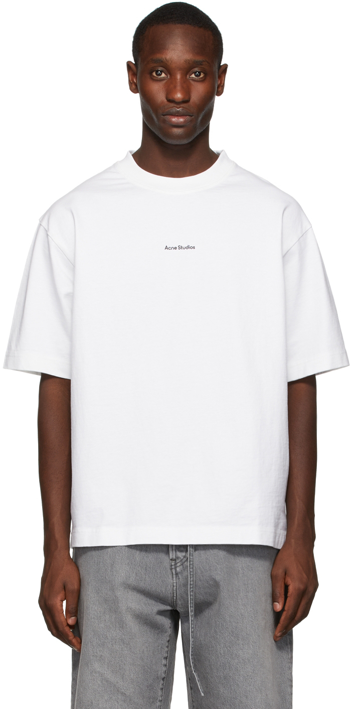Acne Studios: White Logo T-Shirt | SSENSE