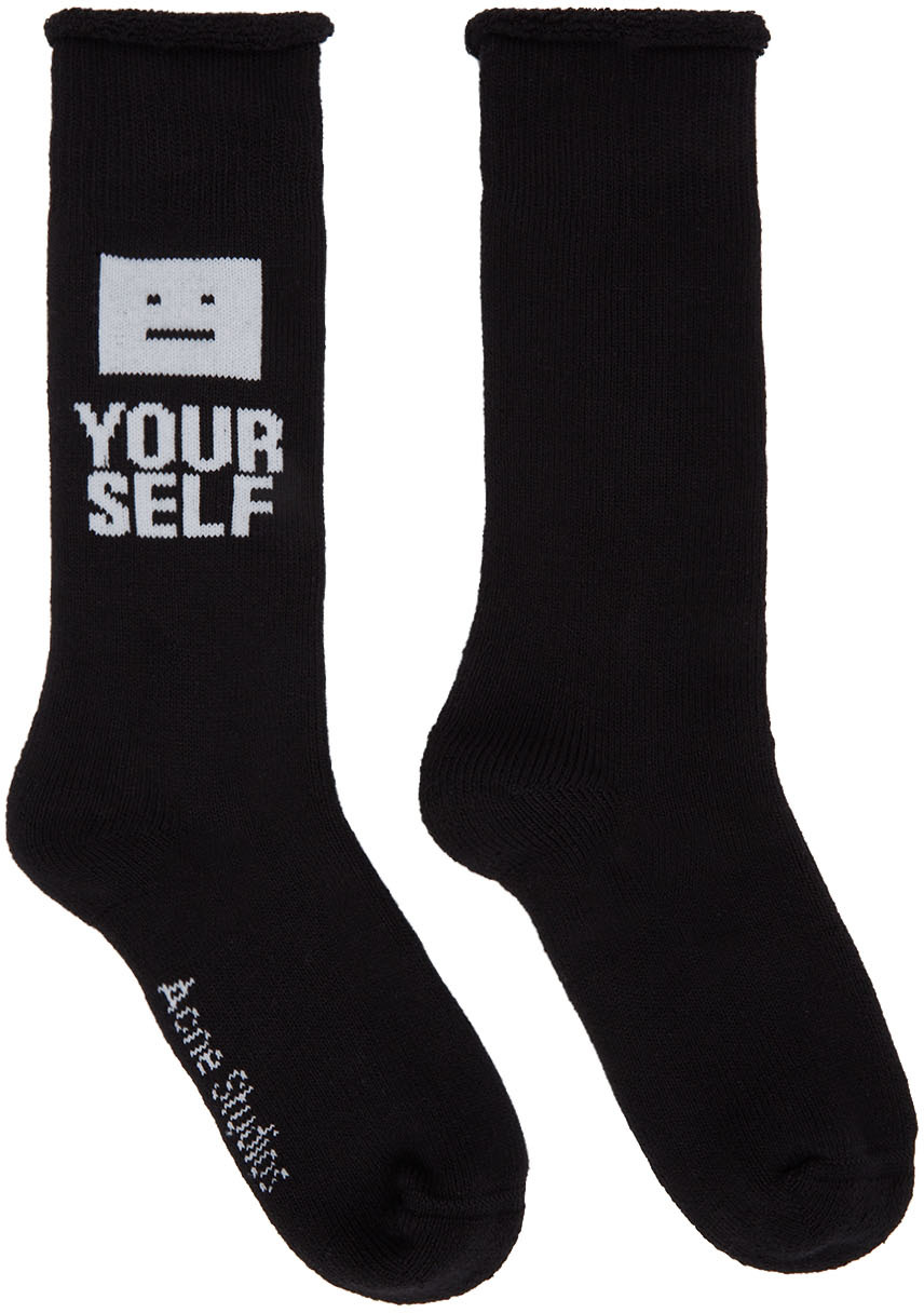Acne Studios Black Logo Socks