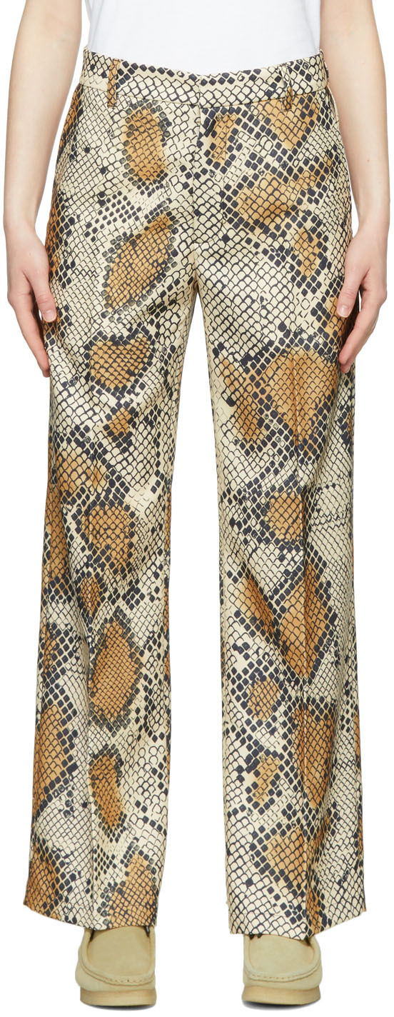 Beige Polyester Trousers
