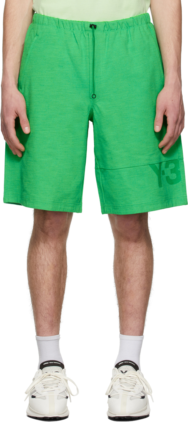 Y-3 Green Piqué Classic Heavy Shorts