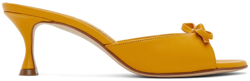 Manolo Blahnik Yellow Pertinanu Heeled Sandals