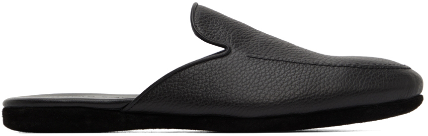 Manolo Blahnik Black Leather Montague Loafers In 0009 Blck(0