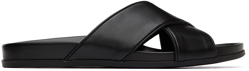Manolo Blahnik Black Leather Chiltern Sandals In 0002 Blck(0015)