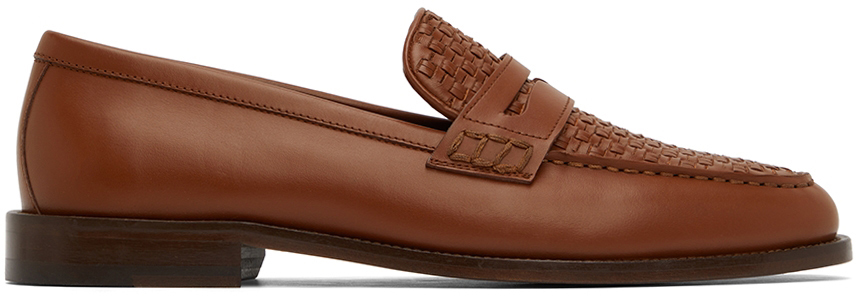 Manolo Blahnik Brown Leather Perry Loafers In Mbrw(2104)