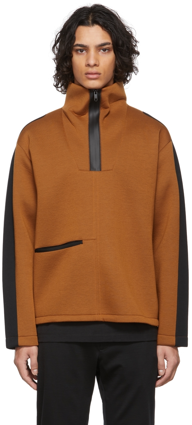 ZEGNA Tan & Black Outdoor Capsule #USETHEEXISTING Half-Zip Sweatshirt
