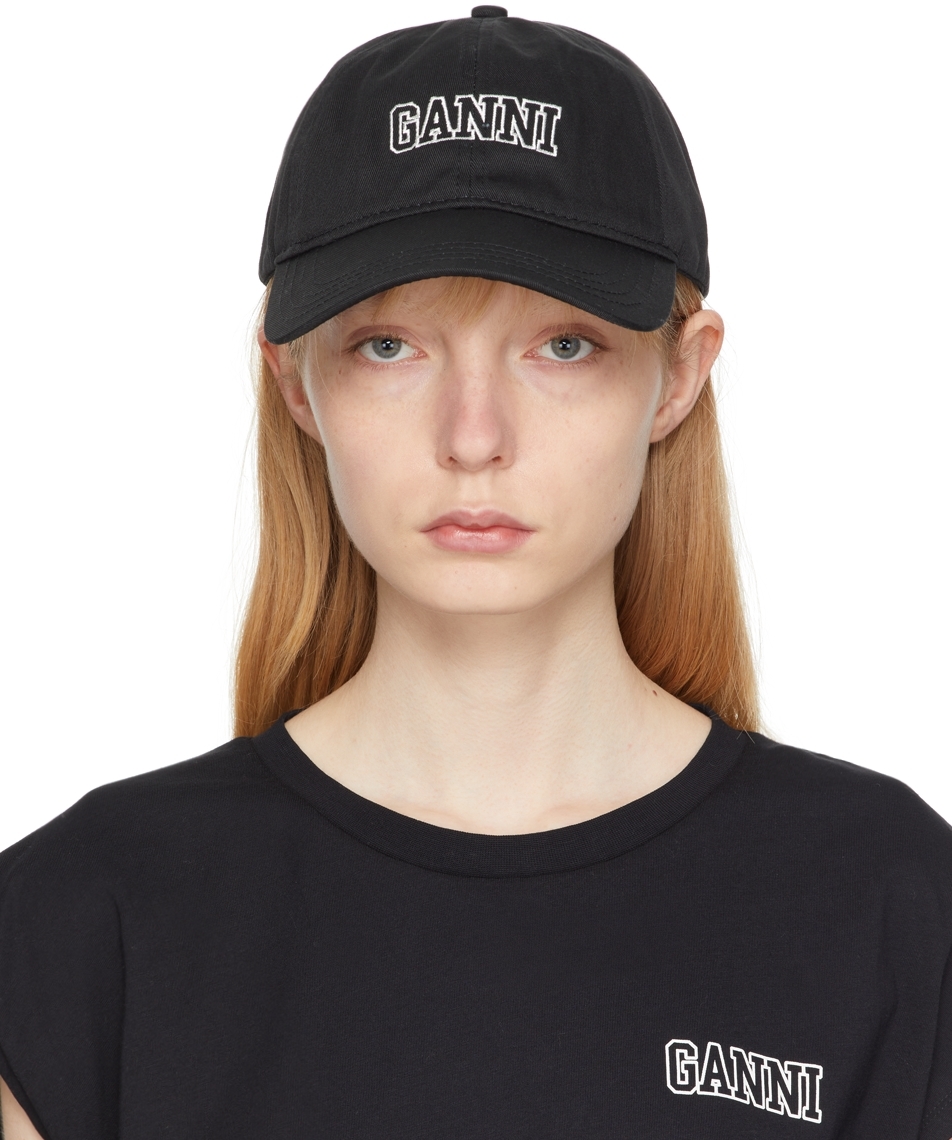 Black Software Logo Cap by GANNI on Sale